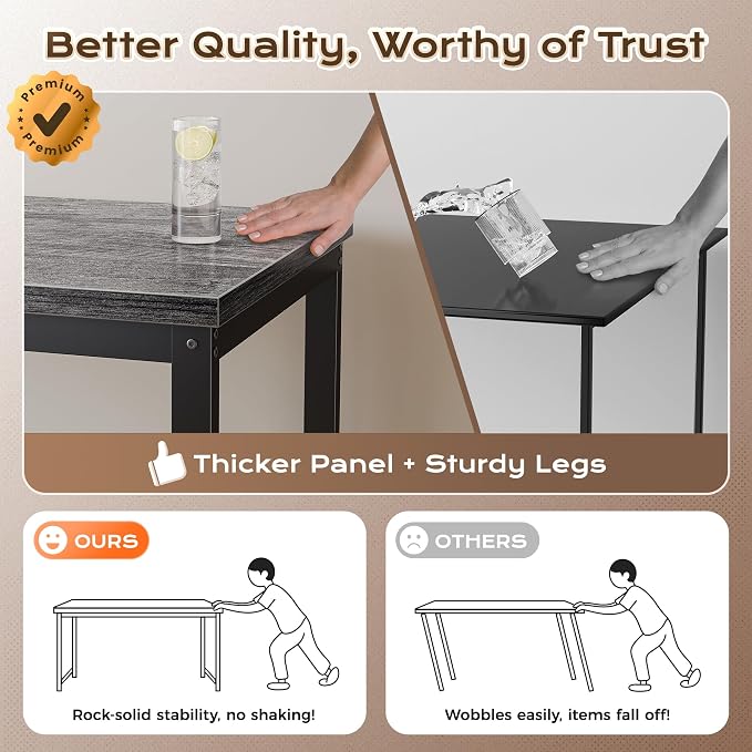Huuger 48 x 24 inch Desk with Power Outlets & USB-C, Deeper & Thicker Desktop, Robust Metal Tubes, Computer Desk, Heavy Duty Office Desk, Work Gaming Desk for Home Office, Grey - Image 3