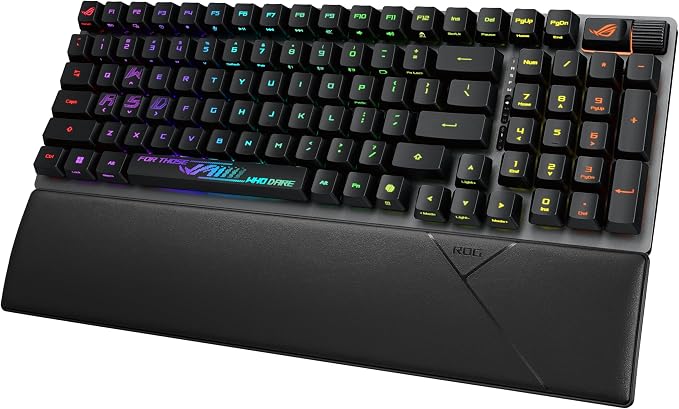 ASUS ROG Strix Scope II 96 RX Wireless Optical Gaming Keyboard – 96% Full-Size, Tri-Mode Connectivity, Pre-lubed ROG RX Red Linear Switches PBT Keycaps, RGB, PC/Mac Support - Black - Image 12