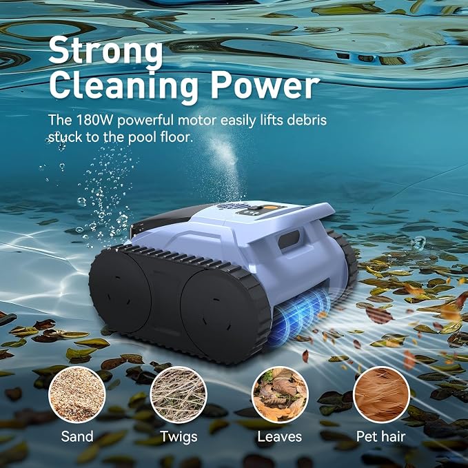 Cordless Pool Cleaner Robot, Pool Vacuum for Inground Pool & Above Ground Pool, Smart Navigation Self-Parking, LED Indicator, Wall&Waterline Cleaning Pool Robot up to 2150 Sq.ft - Image 2