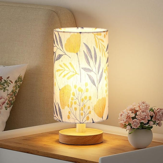 Fenmzee Small Table Lamps (Ginkgo Cream Shade, 9" Inline Control) | 3000K LED Blub Included | 680 Lumens | Easy Assembly | Minimalist Design | E26 | for Kitchen | for Kids Room by Fenmzeelighting