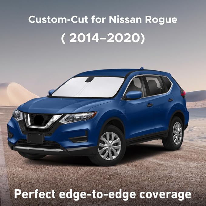 EcoNour Windshield Sunshade Compatible for Nissan Rogue (NOT for Rogue Sport) 2014-2018 2019 2020, Sun Visor for Front Window Sun Shade Cover, UV Heat Blocker & Protector, Car Accessories - Image 2