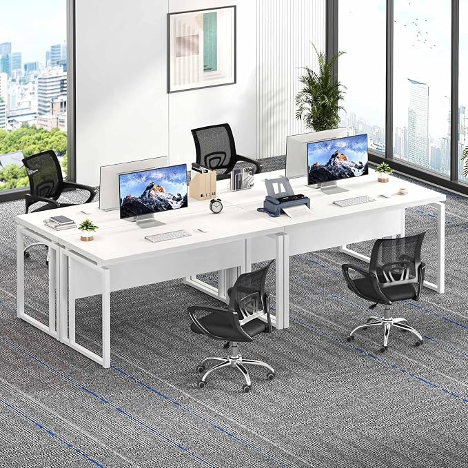 EXCEFUR White Computer Desk, Simple Wood and Metal Home Office Desk, Modern Study Writing Table Workstations for Living Room Bedroom, 53 Inch - Image 8