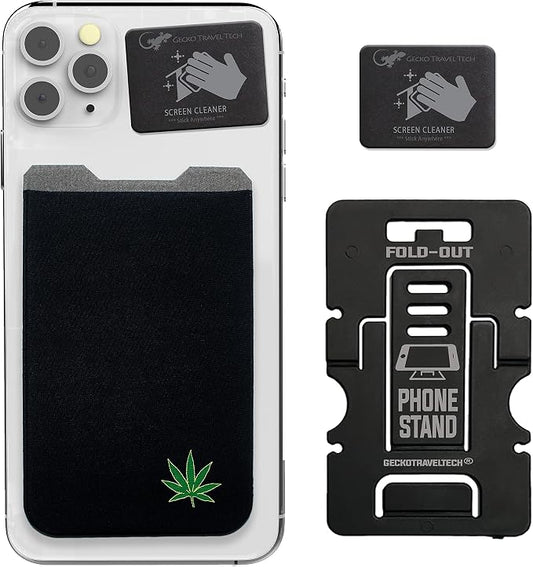 Phone Wallet - Adhesive Card Holder - Cell Phone Pouch - Stick on Lycra Pocket by Gecko - Carry Credit Cards and Cash by GeckoTravelTech