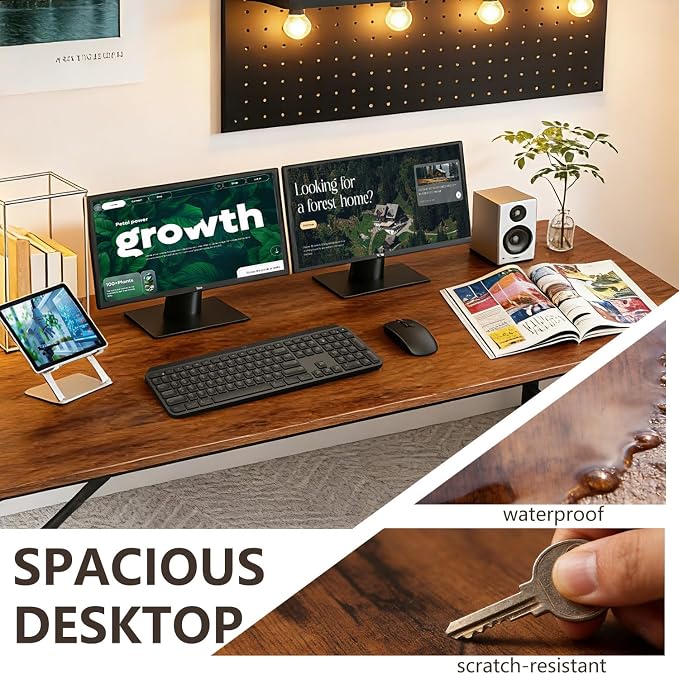 BestOffice Computer Desk,Home Office Desk, Modern Simple Style for Home Office Study Writing (Brown, 55 Inch) - Image 4