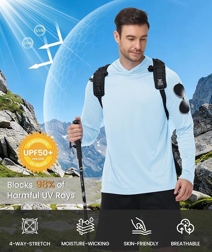 ZITY Men's Sun Protection Shirts Long Sleeve Rash Guard Hoodie UV UPF 50+ Fishing Running Athletic Sweatshirts - Image 2