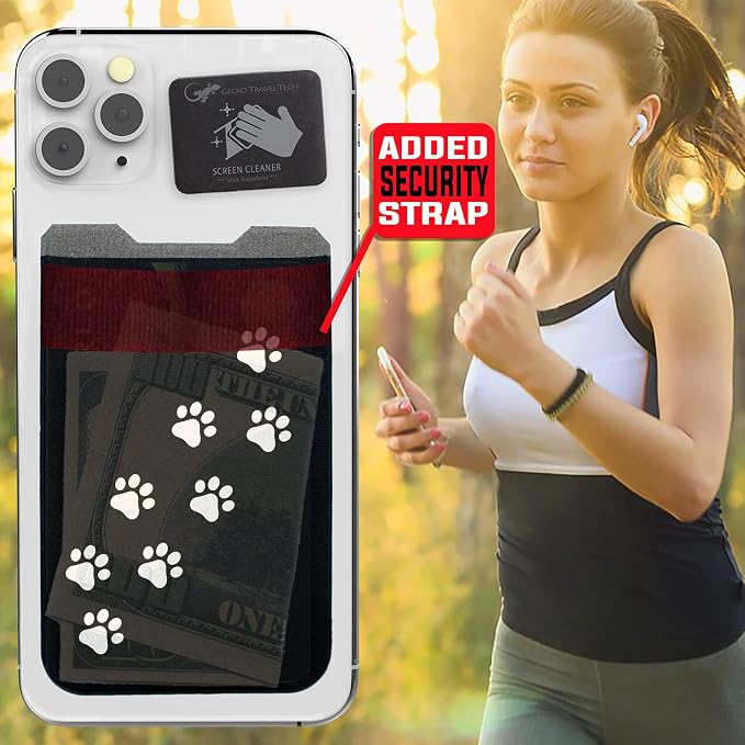 Phone Wallet - Adhesive Card Holder - Cell Phone Pouch - Stick on Lycra Pocket by Gecko - Carry Credit Cards and Cash - Image 8