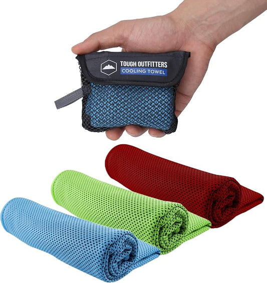Tough Outdoors Cooling Towels for Neck Face - Neck Cooling Towel for Hot Weather Yoga Sports Golf Sweat - Instant Cold Towel - 3 Pack by ToughOutdoors