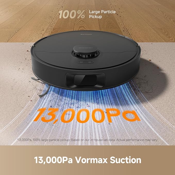 dreame D20 Plus Robot Vacuum and Mop, Detangling DuoBrush for Pet Hair | 13,000Pa Suction, Self-Emptying with 5L Dust Bag, LDS Mapping, App & Voice Control, Ideal for Hard Floors & Carpets - Image 2