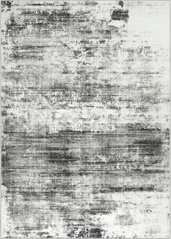 4x6 Area Rugs Washable Rug: Modern Abstract Living Room Rug Soft Anti-Skid Thin Carpet Indoor Floor Non-Shedding Carpets for Bedroom Dining Room Farmhouse Nursery Home Office - Black Grey - Image 7