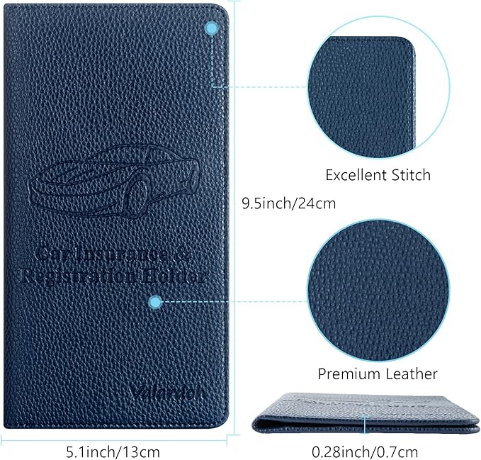 Valardoh Premium Car Registration and Insurance Card Holder, Car Document Holder for Cards, Driver License & other Essential Documents (Deep Blue) - Image 4