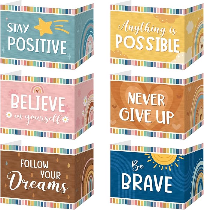 Affrolling 36 Pcs Inspirational Privacy Folders Bulk for Students Cardboard Privacy Boards Desk Divider Panel Waterproof Testing Divider for Classroom Back to School Study Supplies (Boho) by Affrolling