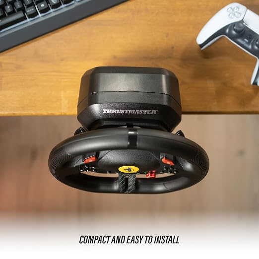 Thrustmaster T98 P Ferrari Licensed Racing Wheel & Pedal Set - PS5 & PC | 240-degree rotation, bungee-cord resistance, paddle shifters, 3 driving modes, Hall-Effect sensors, tool-free desk clamp - Image 5