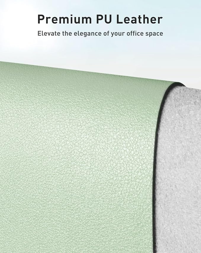 Aothia Faux Leather Desk Mat - Large Mouse Pad, Non-Slip PU Leather Blotter, Waterproof Writing Surface for Office and Home (Aqua, 42" x 17") - Image 2