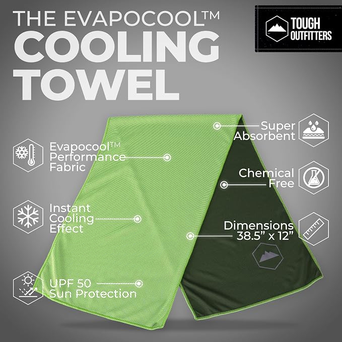 Tough Outdoors Cooling Towels for Neck Face - Neck Cooling Towel for Hot Weather Yoga Sports Golf Sweat - Instant Cold Towel - Image 4