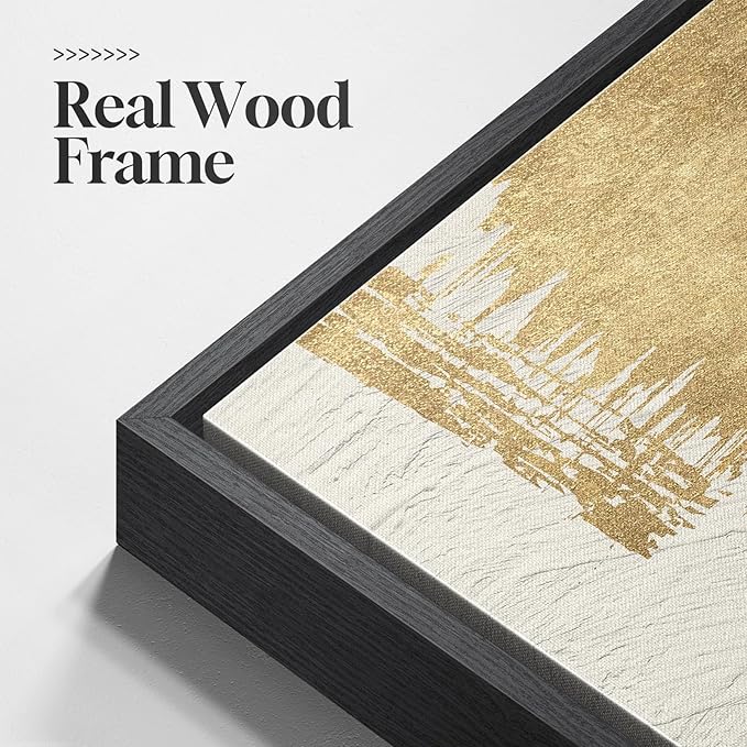 Large Framed Black and White Abstract Wall Art, 3 Piece Modern Canvas Prints Paintings Artwork for Walls, Minimalist Black Beige Gold Pictures for LIving Room Bedroom Office Wall Decor Total 30x60 In - Image 5