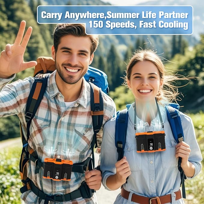 12000mAh Portable Waist Fan, 6 in 1 Rechargeable Wearable Belt Clip Fan with Flashlight & Detachable Power Bank, Strong Airflow Body Fans Neck Fans Hands-Free 30H Cooling for Hiking Cruise Courier - Image 9