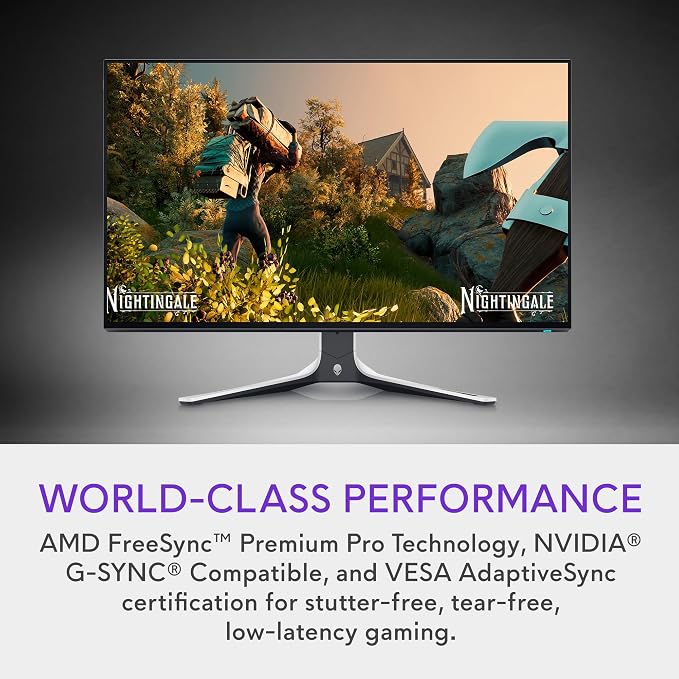 Alienware AW2723DF Gaming Monitor - 27-inch (2560 x 1440) 240Hz Display (DP 1.4), 1ms Response Time, NVIDIA G-Sync, Preset OSD Modes, Height/Tilt/Swivel/Pivot Adjustability - Lunar Light - Image 3