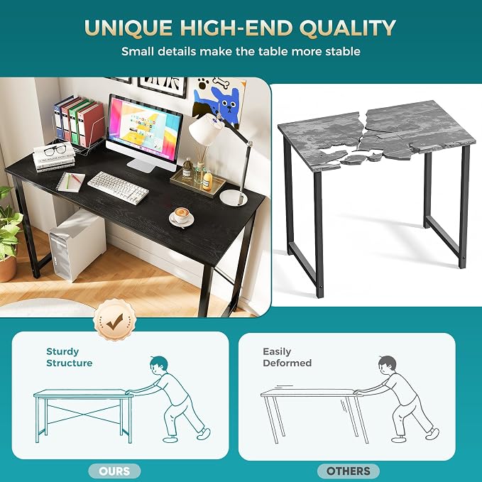 OLIXIS 63 Inch Computer Office Desk for Small Spaces, Writing Gaming Work Desk Modern Study Table with Storage Bag & Headphone Hook Home Bedroom, Black | Computer Writing Workstation, Strong Metal Frame, Small Spaces Home Bedroom Dorm, Black - Image 6