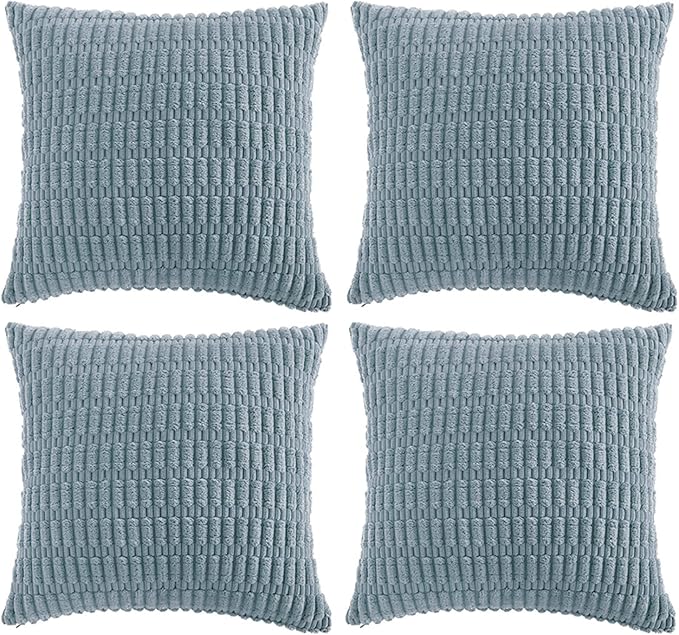 Fancy Homi 4 Packs Decorative Throw Pillow Covers for Living Room Couch Bed, Modern Farmhouse Boho Home Décor Accent Cushion Case, 24" x 24", Light Blue - Image 7