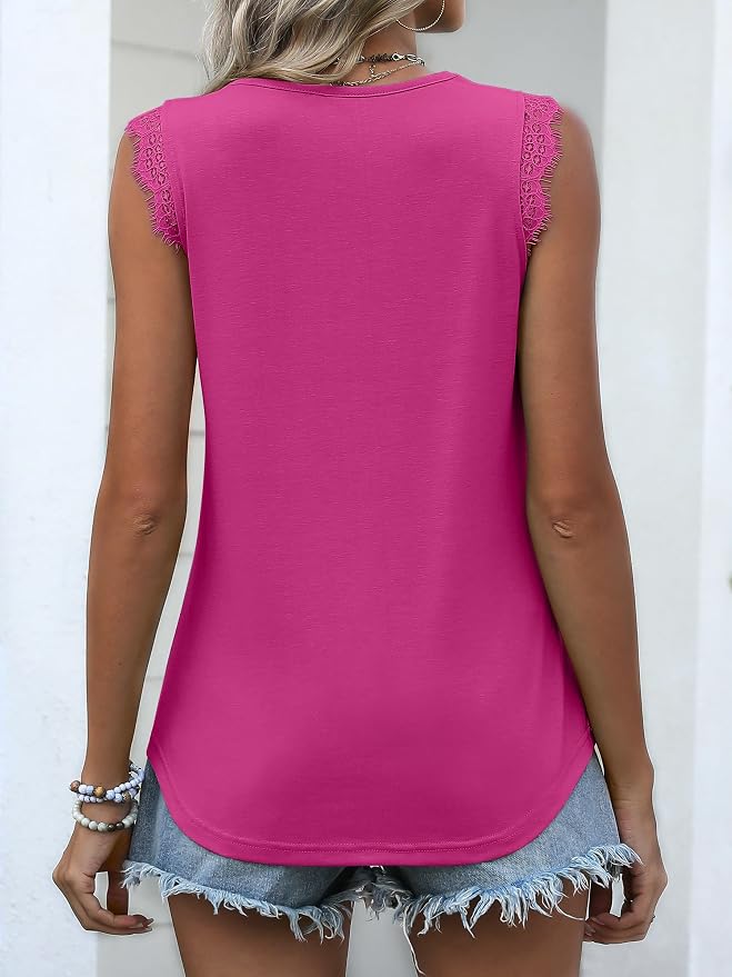 ANRABESS Womens Lace Trim Tank Tops V Neck Sleeveless Shirts 2026 Summer Casual Trendy Dressy Cami Top - Image 5