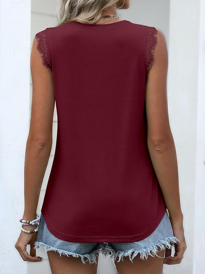 ANRABESS Womens Lace Trim Tank Tops V Neck Sleeveless Shirts 2026 Summer Casual Trendy Dressy Cami Top - Image 5