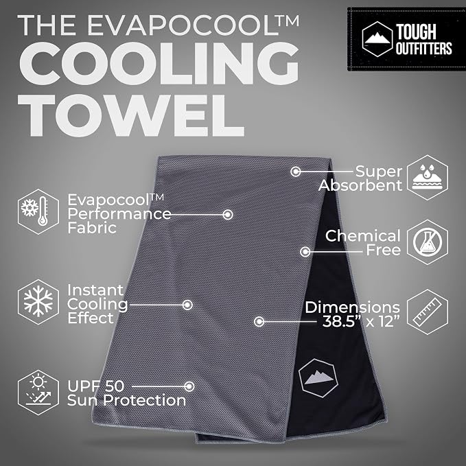 Tough Outdoors Cooling Towels for Neck Face - Neck Cooling Towel for Hot Weather Yoga Sports Golf Sweat - Instant Cold Towel - Image 4