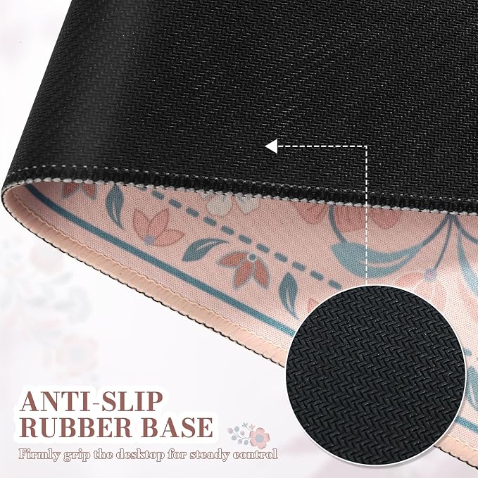 iCasso Desk Mat, Large Mouse Pad,35.4x15.7in,Peach Pink | Desk Pad Mat,Anti-Slip Big Mousepad with Stitched Edges for Work Home Offive - Image 4