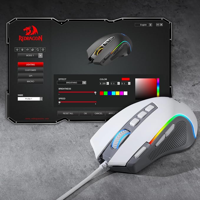 Redragon M612 Wired RGB Optical Gaming Mouse 8000 DPI Remapping Keys | Stable Lag-Free Connection, Redefine Keybinding Macro, Rapid-Fire Side Clicker, Vibing Backlight - Image 8