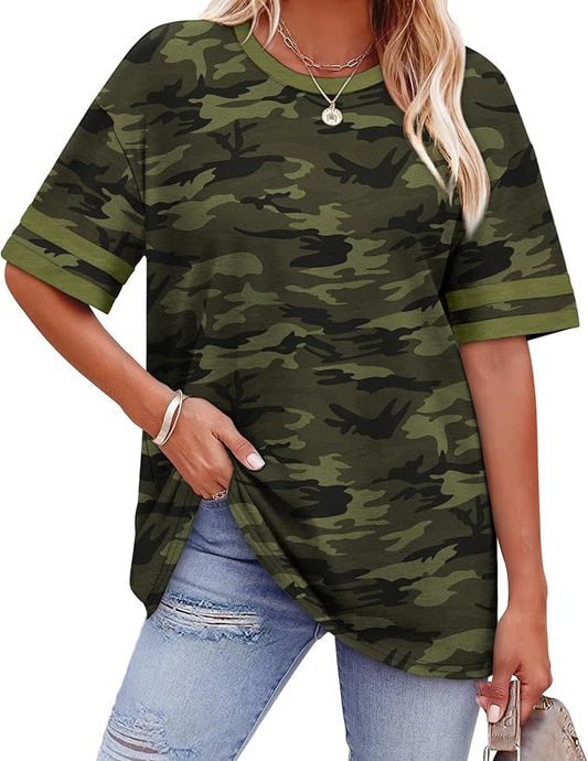 WIHOLL Womens T Shirts Loose Fit Short Sleeve Tees Crew Neck Color Block Summer Tops 2026 Fashion by WIHOLL