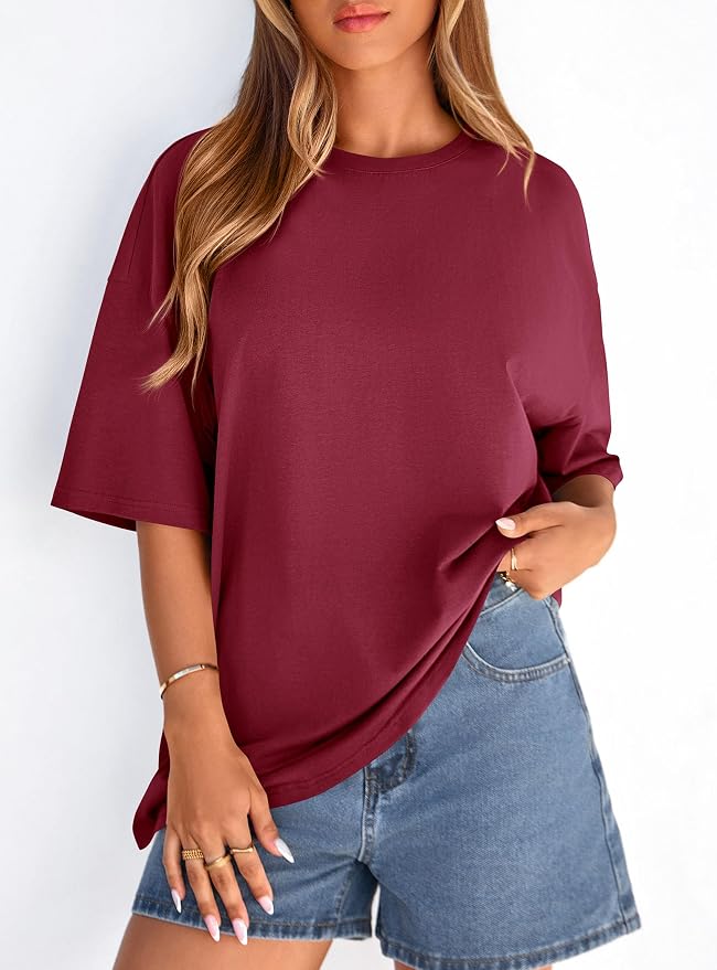 PRETTYGARDEN Womens 2026 Spring Going Out Tops Casual Short Sleeve Crewneck Loose Fit Basic Oversized T Shirts Summer Outfits - Image 4