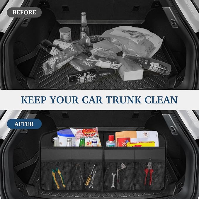 Femuar Car Trunk Organizer, Car Storage Organizer with Large Capacity Waterproof Collapsible Trunk Organizer for Car Suv/Jeep/Sedan (Grey, Standard) - Image 5