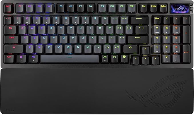 ASUS ROG Azoth 96 HE Wireless Hall Effect Gaming Keyboard – 96% Full-Size, Tri-Mode, Hot Swappable Magnetic Switch, Rapid Trigger, Speed Tap, 8K Hz Polling, Color OLED Screen, ABS Keycaps – Black by Unknown