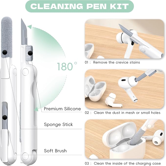 for Airpods Pro 2nd/1st Generation Case Cover, Compatible with Airpods Pro Case 2nd Gen USB C Charging Port, Clear Soft Transparent Military Grade Shockproof Case, Clear Green - Image 4