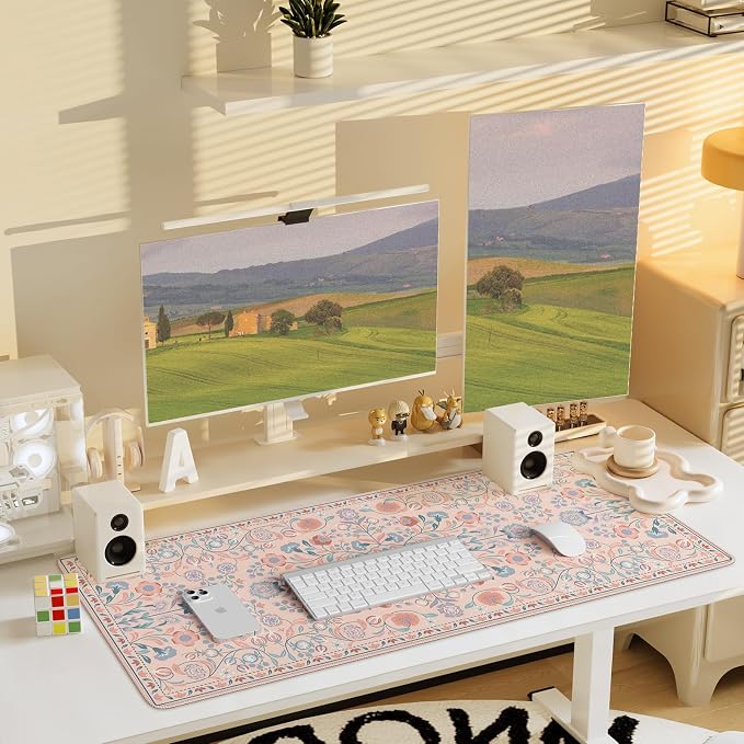 iCasso Desk Mat, Large Mouse Pad,35.4x15.7in,Peach Pink | Desk Pad Mat,Anti-Slip Big Mousepad with Stitched Edges for Work Home Offive - Image 7