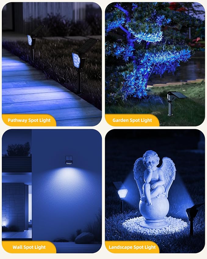 T-SUN Solar Lights Outdoor Waterproof IP65, 6Pack LED Solar Spot Lights Color Changing IP65 Waterproof Smart Auto On/Off for Outside Landscape Garden Yard Lawn Pathway Patio Driveway - Image 6