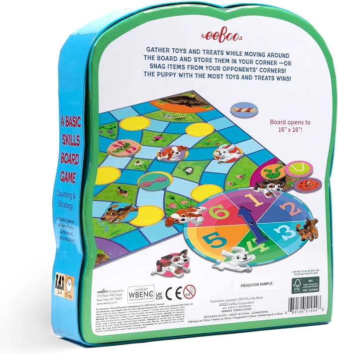 eeBoo: Puppy Fuffle - A Game of Counting & Simple Strategy, Kids Spinner Board Game, Collect Toys & Treats, Preschool, Ages 4+, 2-4 Players, 15-25 Min - Image 2