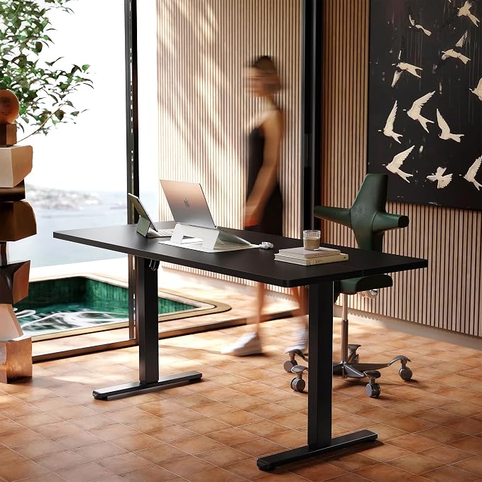 HUANUO 63 x 24 inch Electric Standing Desk Adjustable Height, 4 Memory Height Settings, Sit Stand Up Desk for Home Office & Computer Workstation, Black - Image 2