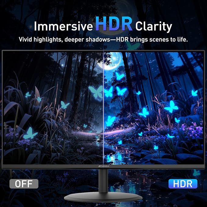 SANSUI 22 Inch 120Hz Monitor, FHD Computer Monitor 4000:1 Contrast Ratio with Adaptive Sync, HDR 100% sRGB, HDMI x 2, VESA Mount, Eye Care for Home/Office (ES-22X3AH, One HDMI Cable Included). - Image 4