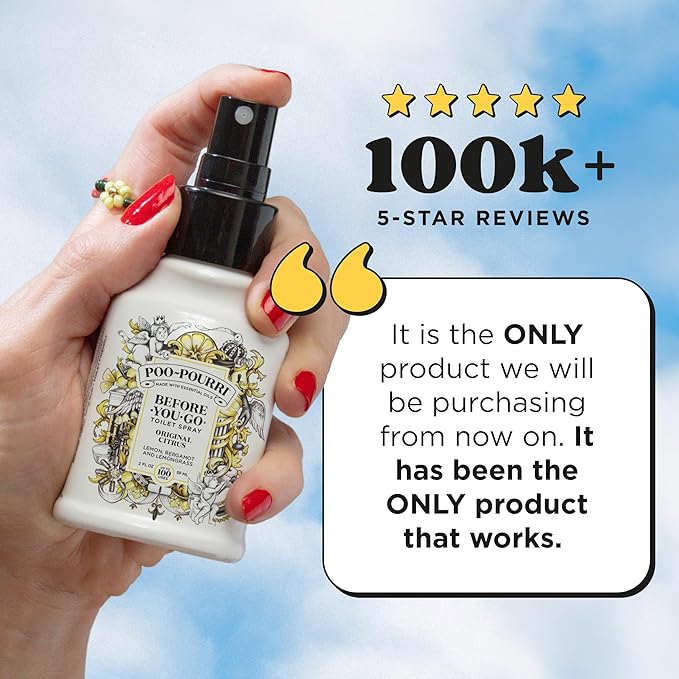 Poo-Pourri Before-You-Go Toilet Spray, Original Citrus, 4 Fl Oz, Up to 200 Uses, Bathroom Odor Deodorizer, Plant-Based with Essential Oils, for Home or Work, Lemon, Bergamot and Lemongrass Scent - Image 4