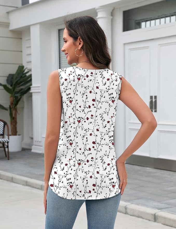 Zeagoo Tank Top for Women V Neck Loose Fit Sleeveless Summer Tops Business Casual Outfits Dressy Blouses Shirts - Image 3