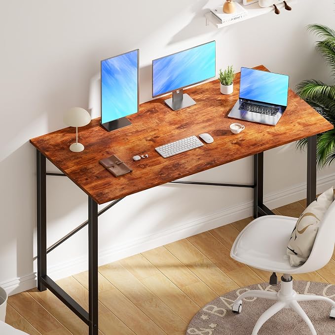 OLIXIS Computer Desk, Home Office Desk, Study Table 47 Inch | Gaming Writing Work Station, Metal Frame Sturdy Durable, Easy Assembly Bedroom, Simple Rustic Style - Image 2