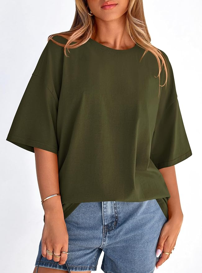 PRETTYGARDEN Womens 2026 Spring Going Out Tops Casual Short Sleeve Crewneck Loose Fit Basic Oversized T Shirts Summer Outfits - Image 8