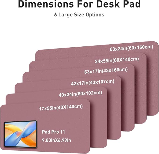 Aothia Faux Leather Desk Mat - Large Mouse Pad, Non-Slip PU Leather Blotter, Waterproof Writing Surface for Office and Home (Dark Pink, 40" x 24") - Image 5