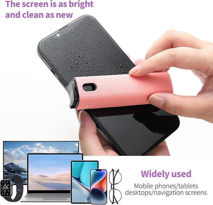 CUIUD Screen Cleaner Kit, Two in One Screen Cleaner Spray and Wipe, Touchscreen Mist Cleaner Spray Bottle for Phone/Laptop/Tablet/TV/Monitor/Car Screens(Pink) - Image 7