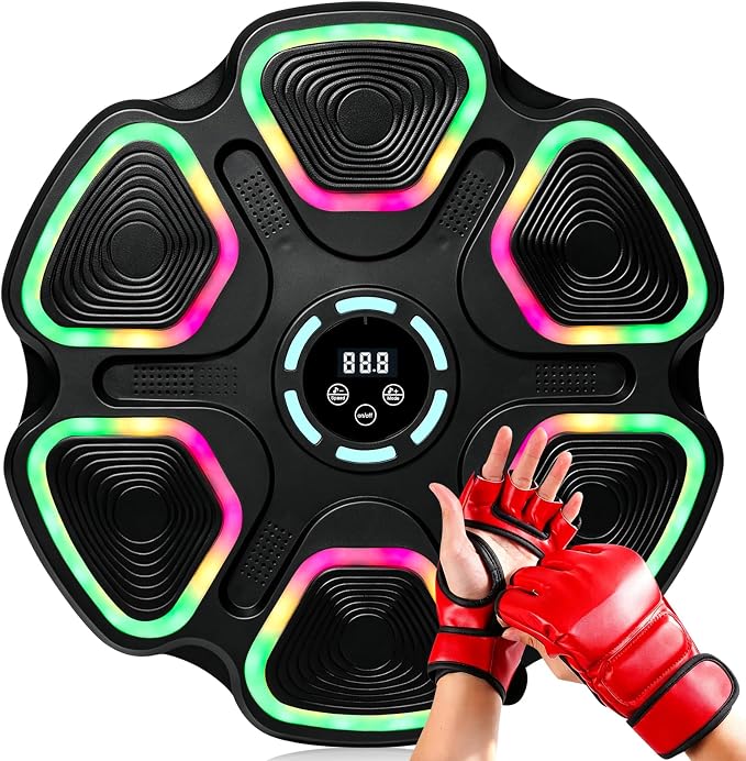 OurStarry Smart Music Boxing Machine for Adults and Kids, Wall Mounted Punching Trainer with Boxing Gloves, LED Electronic Target, 9 Modes and 9 Speeds, Home Gym Workout Equipment by OurStarry
