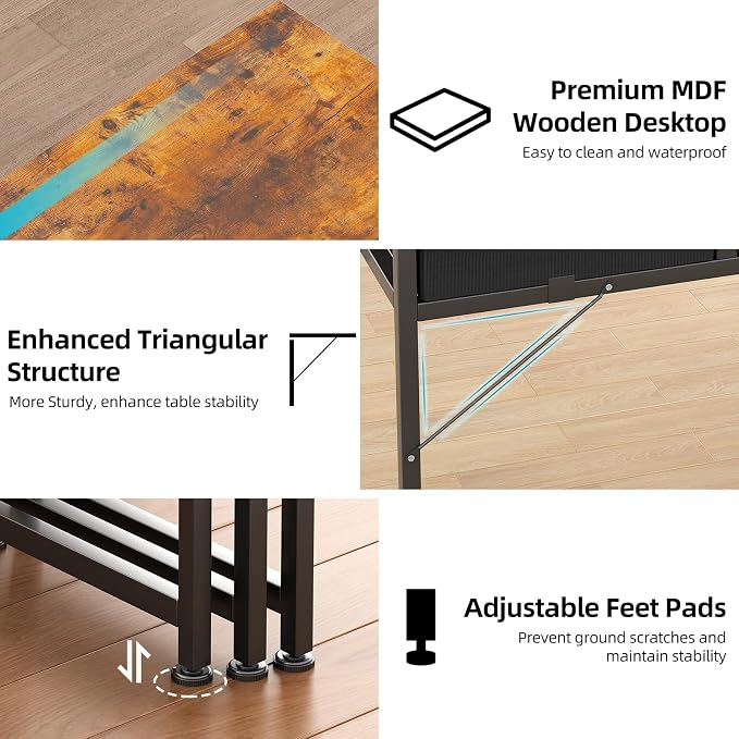 CAIYUN Computer Office Desk for Small Space with Fabric Drawers, Home Office Desk for Bedroom with Side Pocket and Hook, 31 Inch Brown Kid’s Desk, Writing Desk, Study Table and Work Desk - Image 5