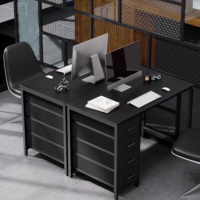Pamray 32 Inch Computer Desk with 4 Drawers Small Office Desk for Home Bedroom Study Writing Simple Modern Computer Table Black - Image 4