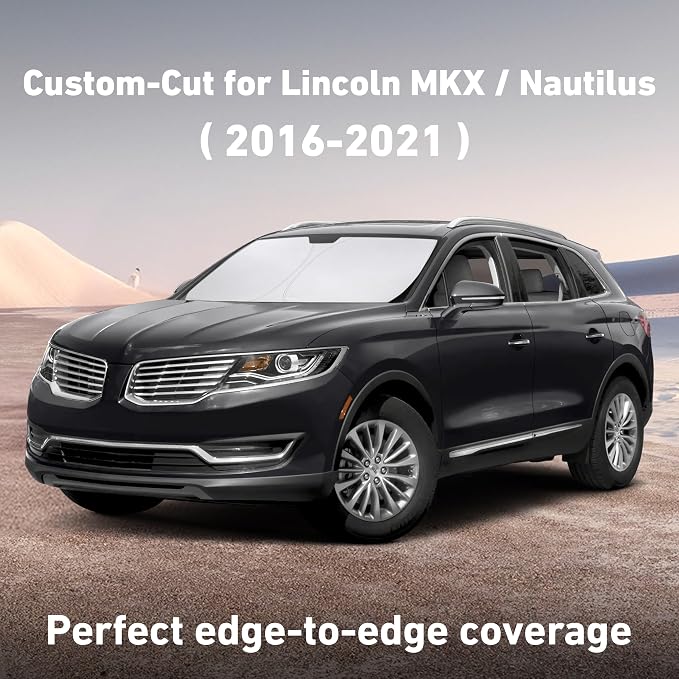 EcoNour Windshield Sunshade Compatible for Lincoln MKX/Nautilus 2016-2019 2020 2021, Sun Visor for Front Windshield & Window Sun Shade Cover, UV Heat Blocker & Protector, Car Accessories - Image 2