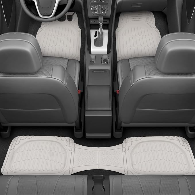Motor Trend FlexTough LITE Rubber Car Mats Full Set - All Weather White Floor Mats for Trucks, Cars & SUVs - Automotive White Car Floor Mats for Cars Interior Accessories Universal Trim-to-Fit - Image 4