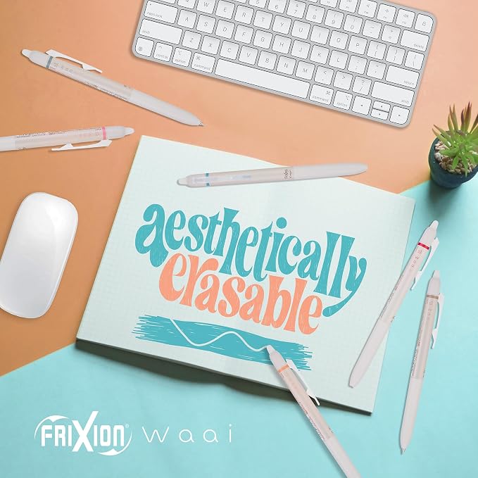 Pilot FriXion Waai Erasable Gel Pens, 8-Pack Pouch, Extra Fine Point 0.5 mm, Assorted Colors, FriXion Erasable Pens - For School, Journaling & Office Writing - Image 4